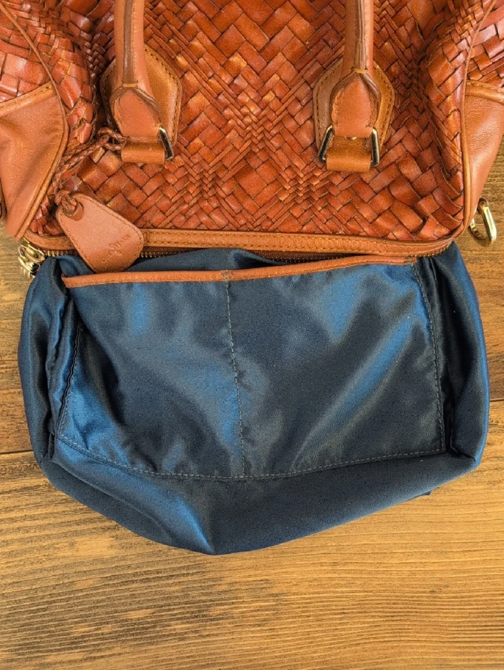 Cole Haan Woven Leather Satchel Boston Handbag           M354